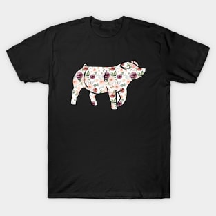 Watercolor Floral Pig Silhouette 1 - NOT FOR RESALE WITHOUT PERMISSION T-Shirt